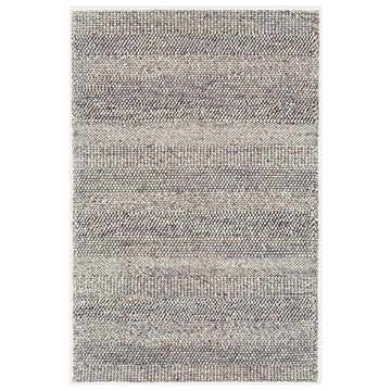 Katherine Carnaby Coast CS07 Modern Plain Stripe Shimmer Hand-Woven Textured Wool & Viscose Blend Looped Pile Flatweave Grey Marl/Cream Rug-Asiatic Carpets-Rug Love - The Most Loved Rug Store